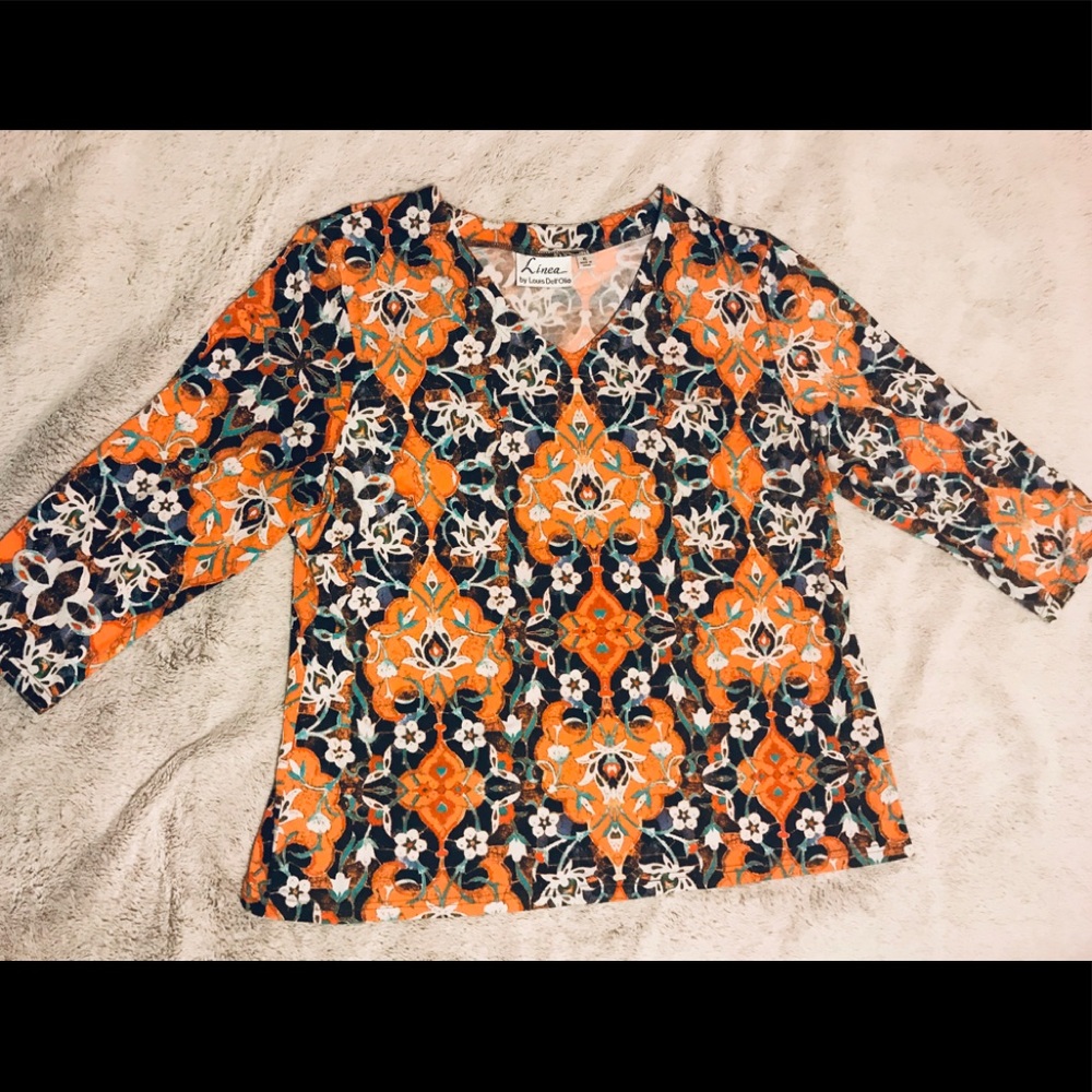 Linea by Louis Dell’Olio “Marigold Tile Print Top”
